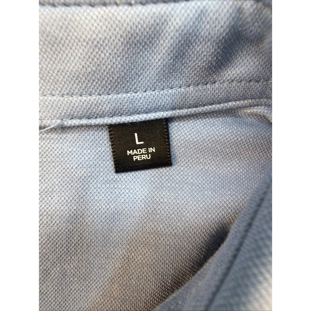 Travis Mathew Blue Golf Polo Shirt Mens Large  Flowers And Palms On‎ Stripe - Picture 3 of 9